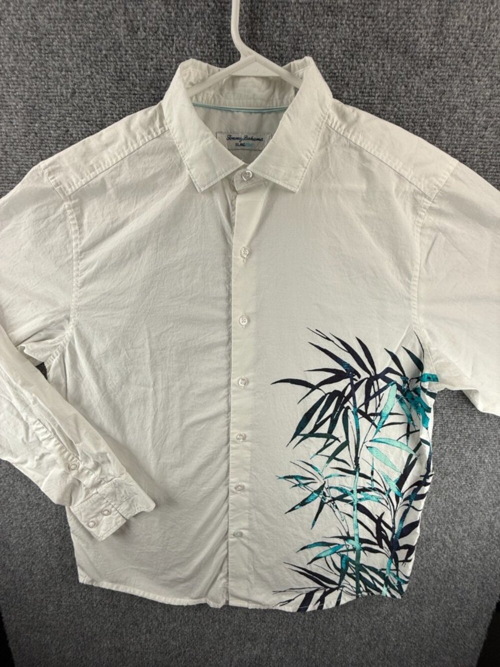 Tommy Bahama Blue White Floral Medium Island Zone Cotton Polyester Hawaiian Men